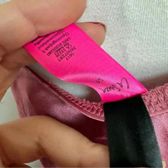 La  Senza Burgundy Lace Trim Satin Chemise Slip Dress S - Picture 6 of 6